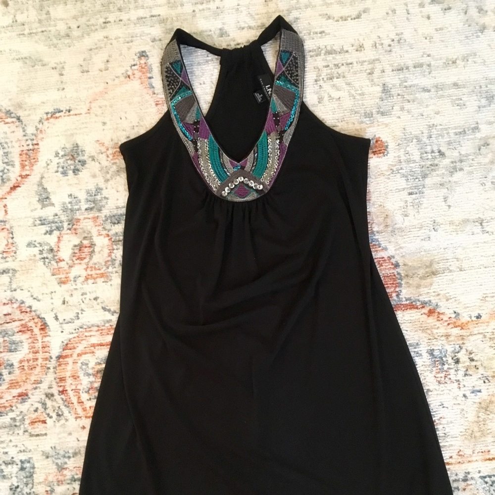 Racerback black dress with sequin detail size S